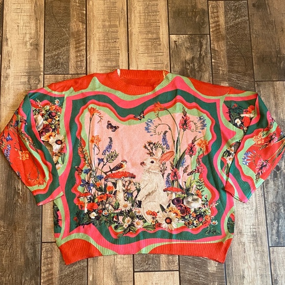 Sweaters - Psychedelic Colorful Animal rabbit mushroom trippy Sweater